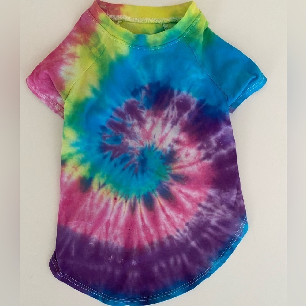 Pet Tee Medium Tie Dye Dog Shirt Color Splash ArtMinds Fun Styling Vibes Bright